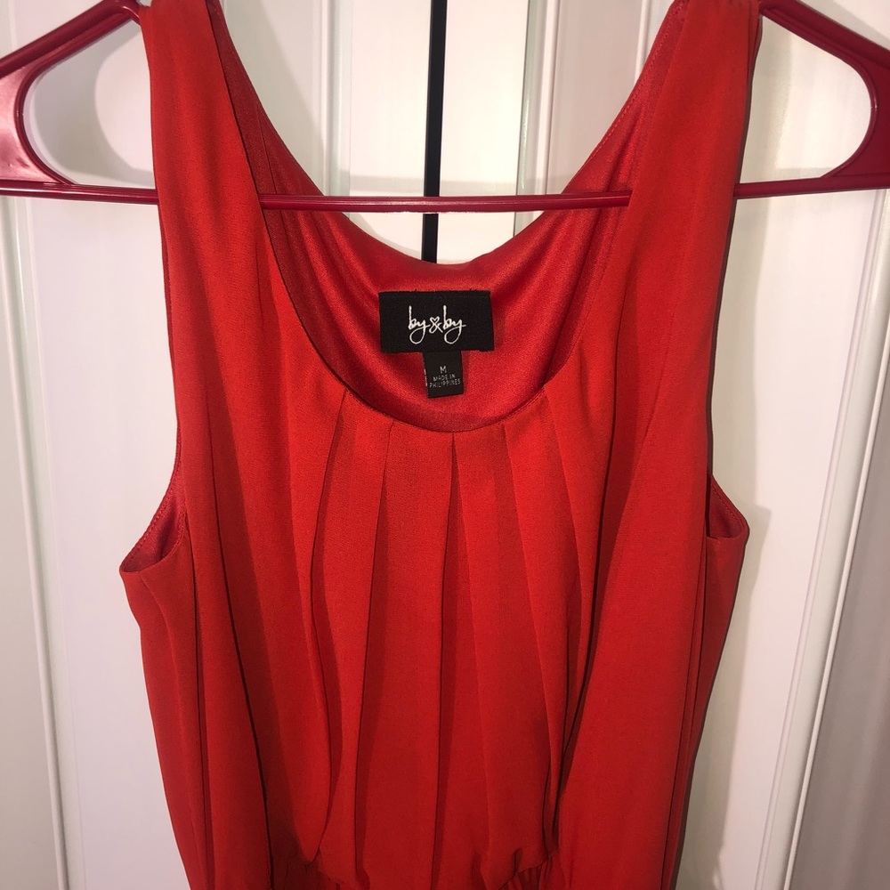 Business / Casual Red Flow Dress w/ Belt - Picture 3 of 7